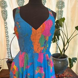 Modcloth bright blue global dress with pockets!